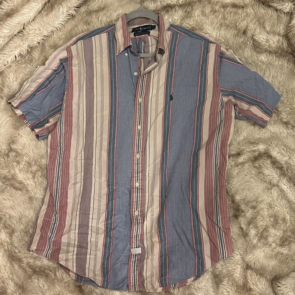 Large Striped Ralph Lauren Short Sleeved Button Down